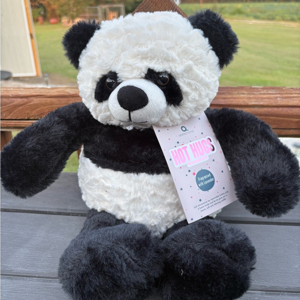 Aroma Home Brown Hot Hugs Plush Panda bear black white lavender microwave